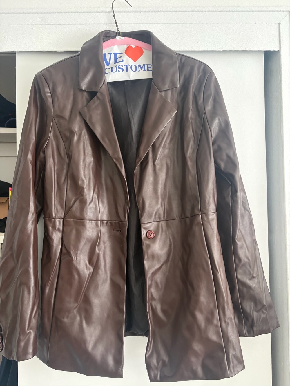 Faux leather blazer